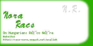 nora racs business card